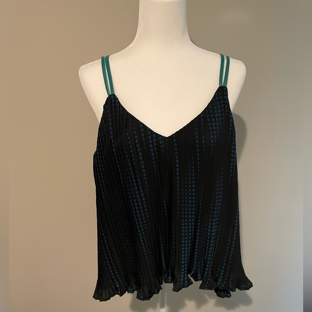 Blank Tank with Teal Detail & Leather Straps